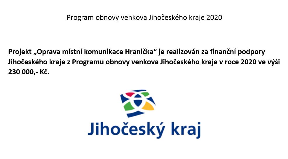 PUBLICITA PROJEKTU NEPLACHOV - POV JčK 2020 - Oprava místní komunikace Hranička.JPG